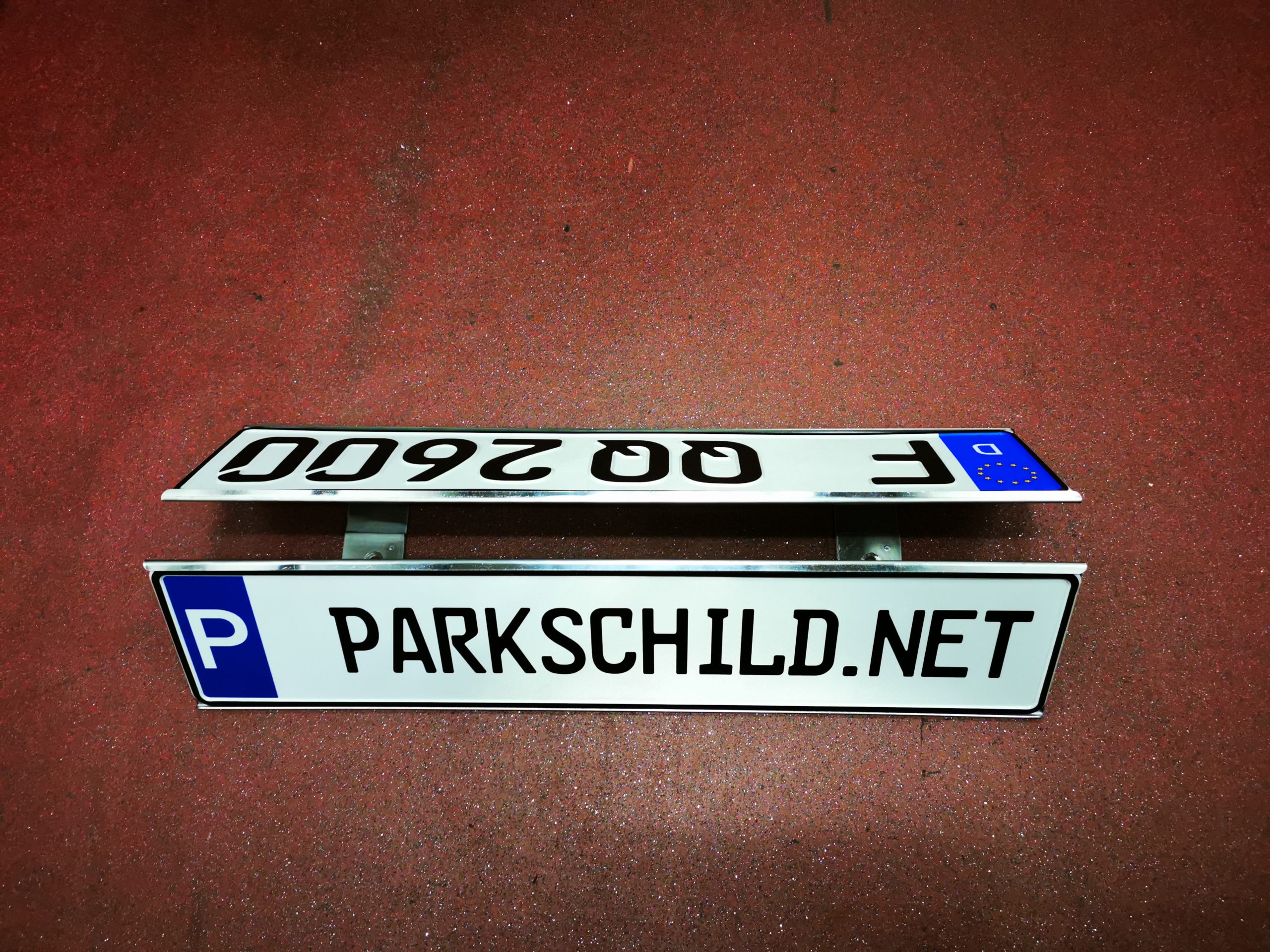 Parkschild.net Parkschildhalterung Edelstahl zum Einschieben zwei KFZ-Schilder Bodenmontage